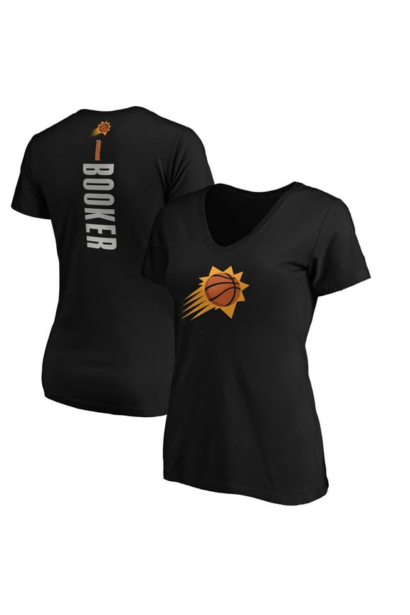 Women's Devin Booker Black Phoenix Suns Playmaker Name & Number T-Shirt