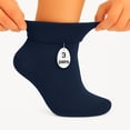 thumbnail image 1 of Women's Diabetic Ankle Socks - 3 Pairs, Soft Cotton, Non-Binding, Seamless Toe, Circulation Support, Shoe Size 5-7 (Dark Navy), 1 of 9