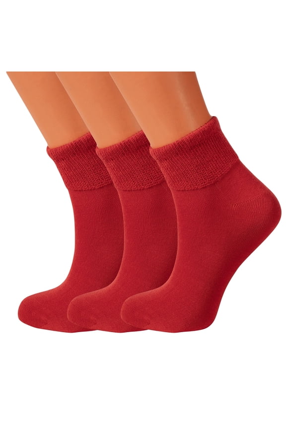 Women's Diabetic Ankle Socks 3-pairs – Non-Binding Seamless Toe, Soft Cotton for Sensitive Feet (Size 5-7)