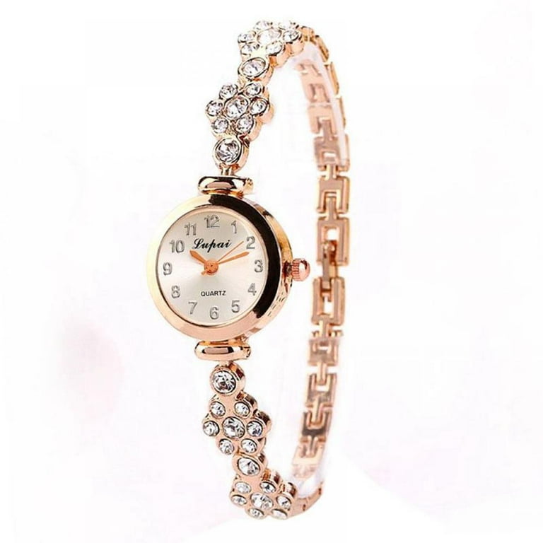 Women s Diamond Accented Bangle Watch Luxury Fashion Diamond Hollow Bracelet Quartz Wristwatches With Small Dial
