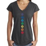 BUY COOL SHIRTS Women's "Diamond Chakras" V-neck Yoga Top - Dark Heather Gray, Small