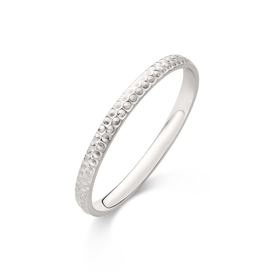 Women's Diamond-Cut Wedding Band & Stacking Ring in Solid 14K White Gold, 2mm, Faceted Gold Wedding Band & Stacking Ring, Genuine 14K White Gold (Stamped for Authenticity), Size 4.5