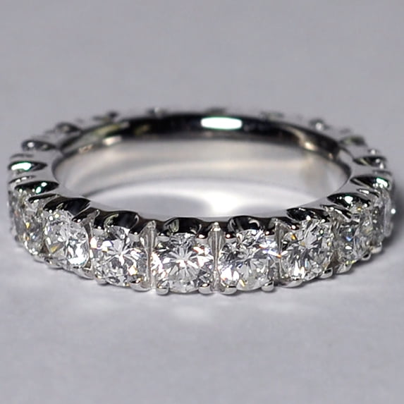 Women's Diamond Eternity Band Ring in Solid 950 Platinum - 3.10 Carats - AGI Certified - Finger Size 5.5