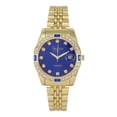 thumbnail image 1 of Women's Diamond & Gem Pave Fashion Rolly Timepiece - Colorful Dial w/Date and w/Matching Baguette Bling on Watch Trim - Look Like Da Bomb, When You Dance, Aye! - ST10415 Gold Royal Blue, 1 of 3