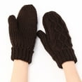 thumbnail image 1 of Women's Diamond Pattern Knit Mittens, Plush Lined Thermal Winter Gloves, Embossed Cable Knit Mittens, Thickened Cold Weather Gloves, All-Weather Protection Mittens Coffee, 1 of 5