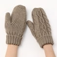 thumbnail image 1 of Women's Diamond Pattern Knit Mittens, Plush Lined Thermal Winter Gloves, Embossed Cable Knit Mittens, Thickened Cold Weather Gloves, All-Weather Protection Mittens Khaki, 1 of 6