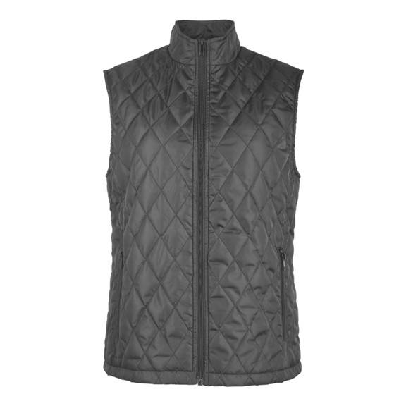 Women's Diamond Quilted Puffer Vest Stand Collar Lightweight Warm Sleeveless Outdoor Jacket With Zippered Pockets Warmth Fall & Winter Womenswear