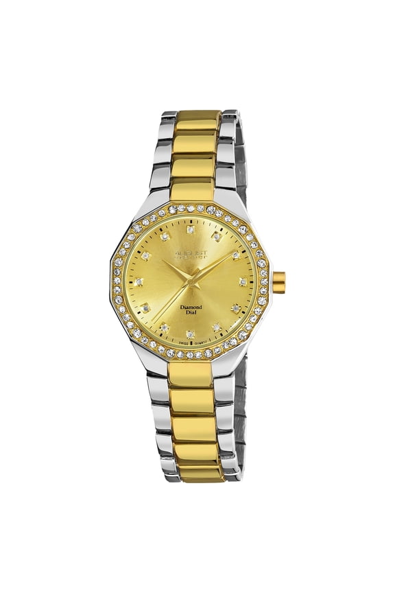 Women's Diamond Swiss Quartz Alloy Two-Tone Bracelet Watch