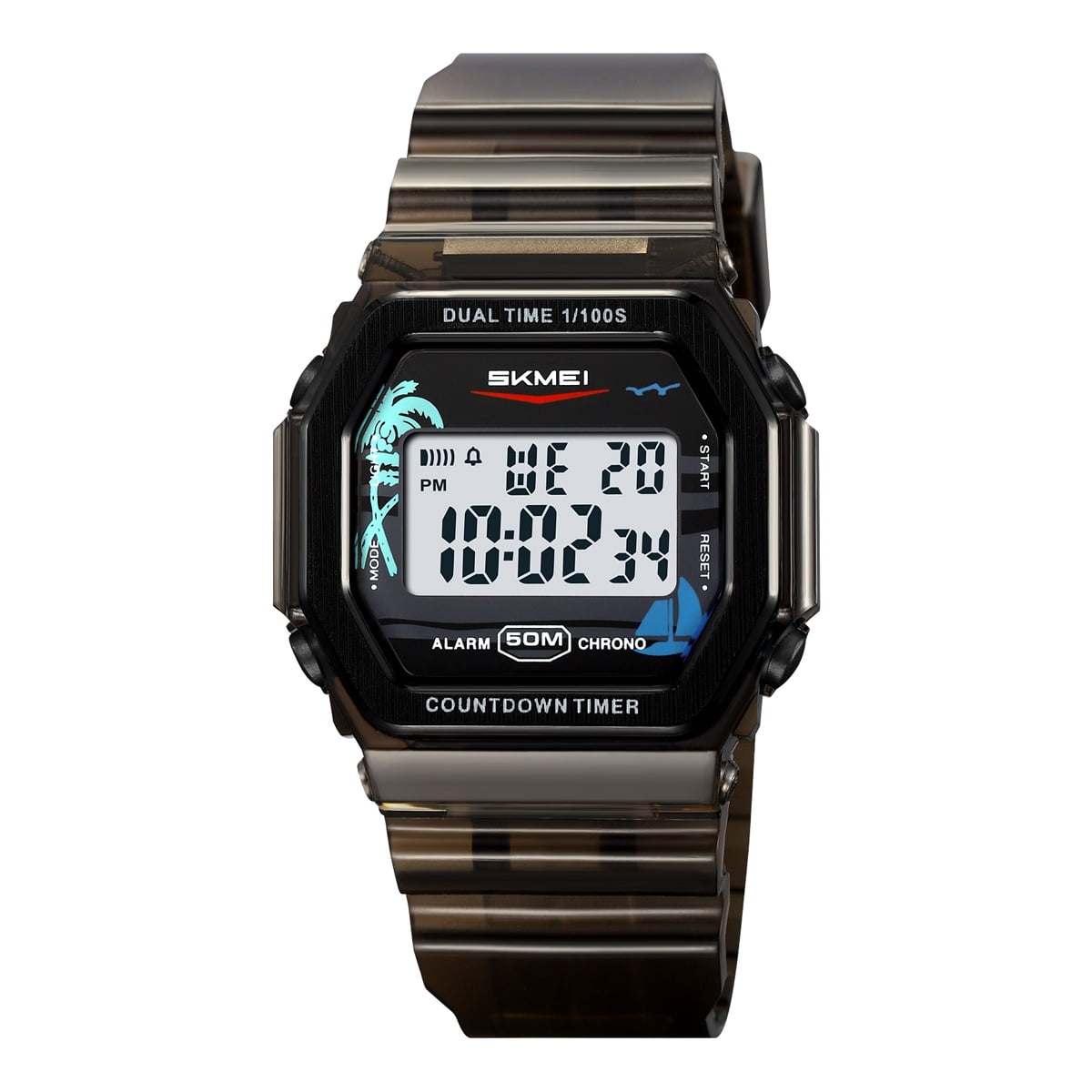 Women's Digital Multifunction Sport Watch – EL Backlight, Transparent ...