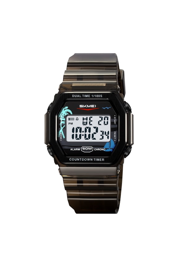 Women's Digital Multifunction Sport Watch – EL Backlight, Transparent Case, Water Resistant, Alarm, Stopwatch, Date, Calendar & Week Display, TPU Strap, Lightweight Fashion Wristwatch