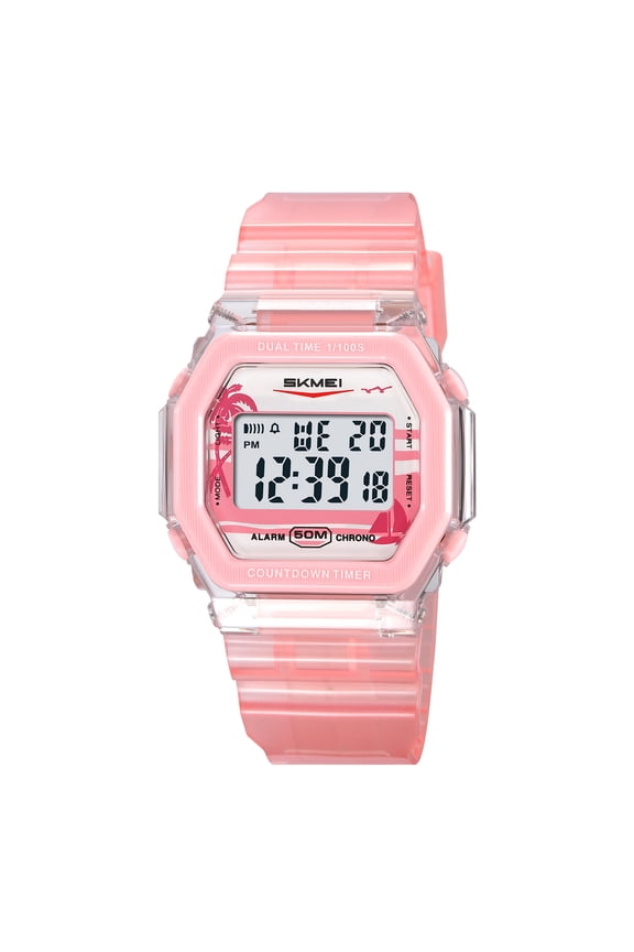 Women's Digital Multifunction Sport Watch – EL Backlight, Transparent Case, Water Resistant, Alarm, Stopwatch, Date, Calendar & Week Display, TPU Strap, Lightweight Fashion Wristwatch