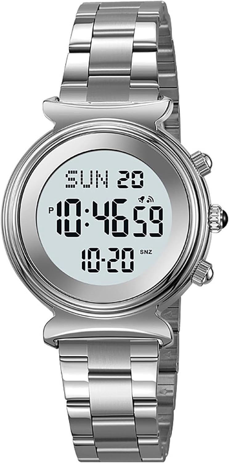 Women's Digital Watch Stainless Steel Watch for Women Waterproof Dual Time Date Watch Women's Business Watch