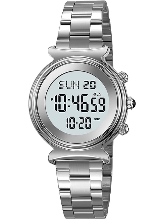 Women's Digital Watch Stainless Steel Watch for Women Waterproof Dual Time Date Watch Women's Business Watch