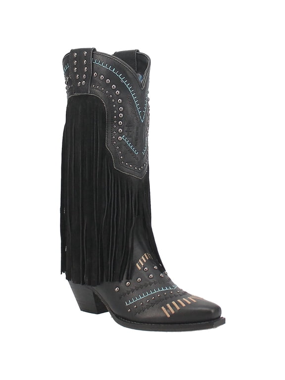 Women's Dingo Gypsy Fringe Leather Boots Black