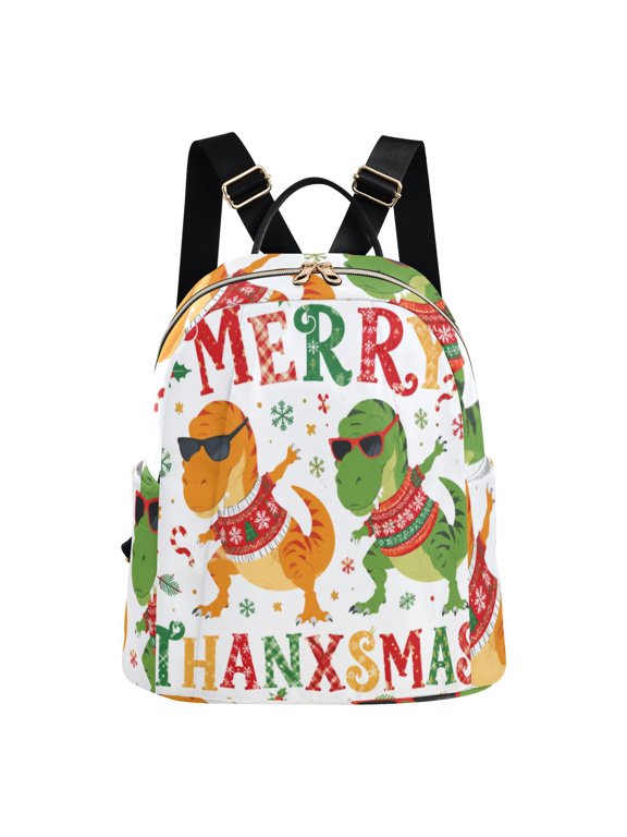Women's Dinosaur Christmas Meme Backpack 16L, Water Resistant Anti-theft Casual Daypack, Lightweight Shoulder Bag for Travel Work Daily Commute