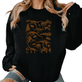 thumbnail image 1 of Women's Dinosaur Skeleton Collage Graphic Sweatshirt Top Casual Breathable Round-neck long-sleeved Black S-3XL, 1 of 6