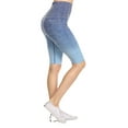 thumbnail image 1 of Women's Dip Dye Ombre Activewear Biker Shorts w/High Waist Band, Denim, S, 1 of 3
