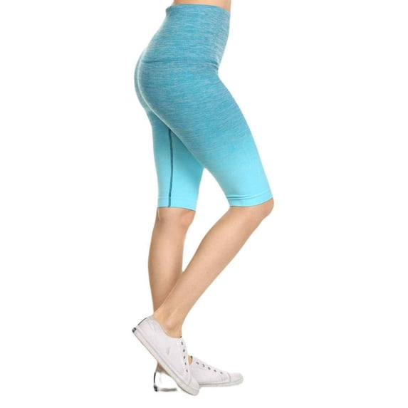 Women's Dip Dye Ombre Activewear Biker Shorts w/High Waist Band, Periwinkle, S