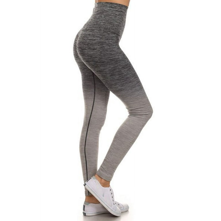 Women's Dip Dye Ombre Athletic Leggings with High Waistband -GRAY