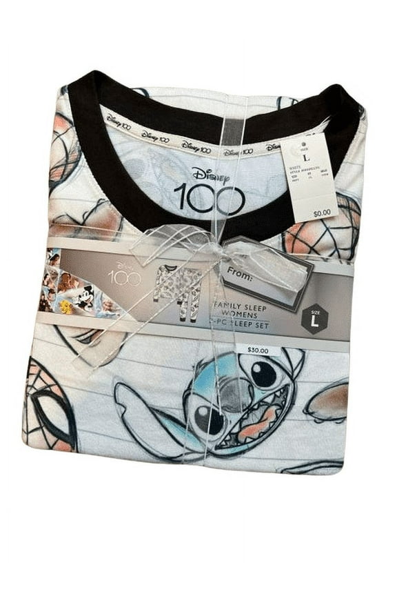 Disney Womens Soft Beige Mickey Mouse Yoda Stitch Pajamas Sleep Set Medium