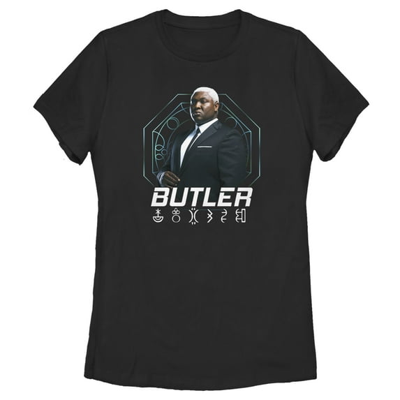 Women's Disney Artemis Fowl Butler Portrait Graphic Tee Black Medium