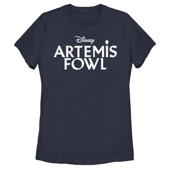 Women's Disney Artemis Fowl Classic Text Logo  Graphic Tee Navy Blue Small