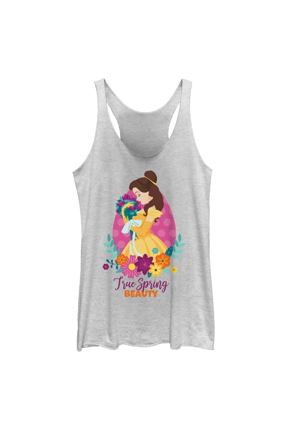 Women's Disney Belle True Spring Beauty Racerback Tank Top White Heather Large