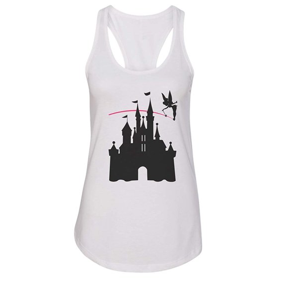 Women’s Disney Castle Tinkerbell Ringspun Cotton Racerback Tank Top