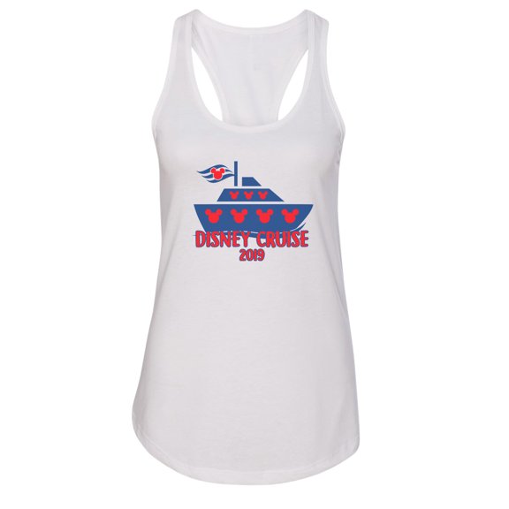 Women’s “Disney Cruise 2019” Next Level Racerback Tank Top USA MADE RB Clothing Co White, X-Large