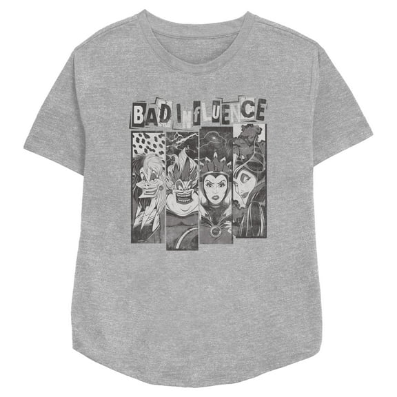 Women's Disney Distressed Bad Influence  Graphic Tee Athletic Heather X Small