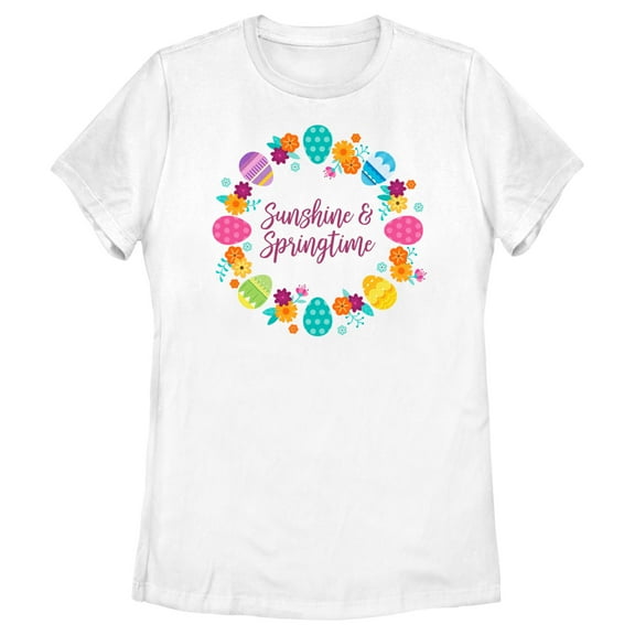 Women's Disney Easter Princess Eggs Sunshine & Springtime  Graphic Tee White Small