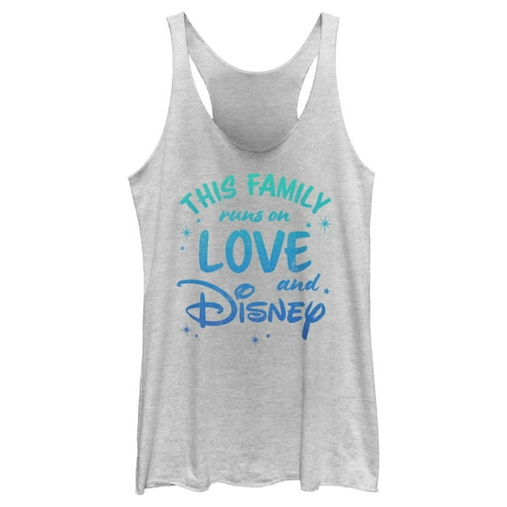 Women's Disney Family Runs on Love and Disney Racerback Tank Top