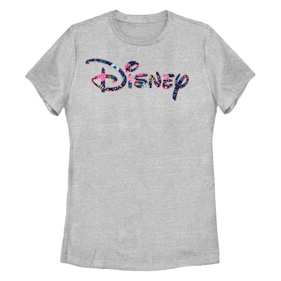Women's Disney Floral Logo  Graphic T-Shirt