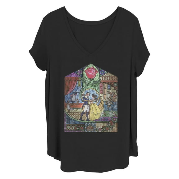 Women's Disney Glass Rose Beauty  Graphic T-Shirt