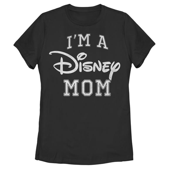 Women's Disney I'm a Mom Distressed Logo  Graphic Tee Black Small
