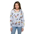 thumbnail image 1 of Women's Disney Mickey Mouse Hoodie All-Over Sweatshirt Zippered Heather Gray, 1 of 8