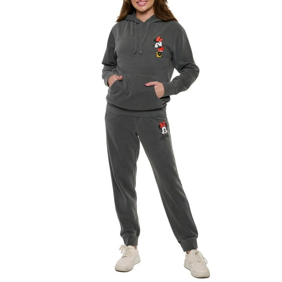 Women's Disney Minnie Mouse Hoodie & Pants 2-Piece Set Mineral Wash Gray