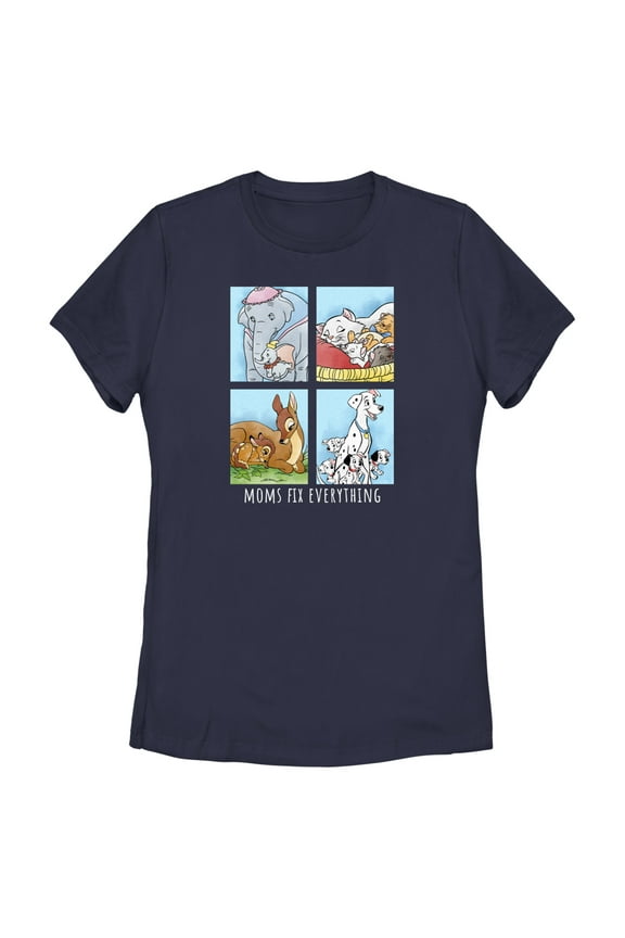 Women's Disney Moms Fix Everything  Graphic Tee Navy Blue Medium