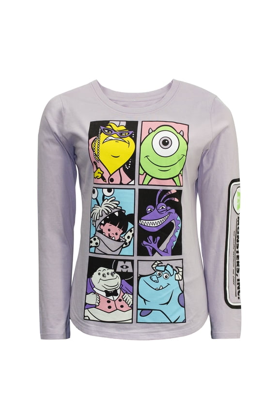 Women's Disney Monster's Inc. Characters Long Sleeve Lilac T-Shirt