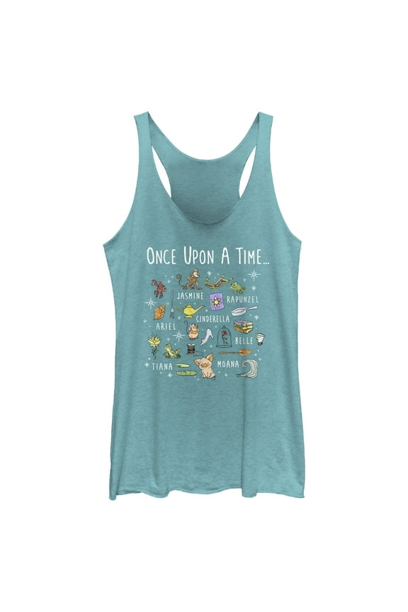 Women's Disney Once Upon a Time Icons  Racerback Tank Top Tahiti Blue 2X Large