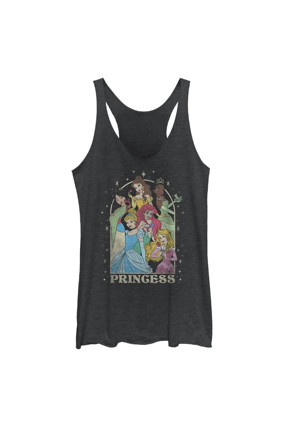 Women's Disney Princess Arch Racerback Tank Top Black Heather Large