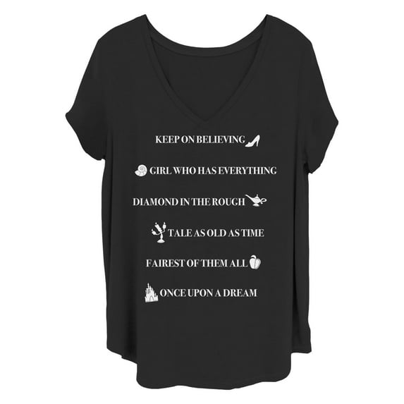 Women's Disney Princess Famous Taglines  Graphic T-Shirt