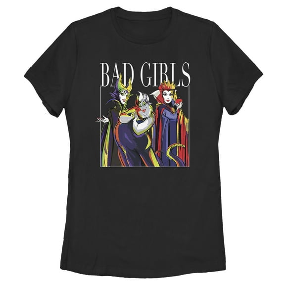 Women's Disney Princesses Artistic Bad Girl  Graphic Tee Black X Large