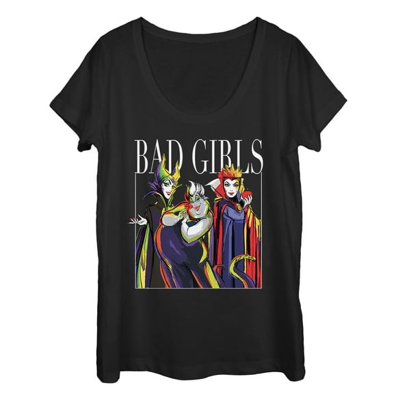 Women's Disney Princesses Artistic Bad Girl  Scoop Neck Black Medium
