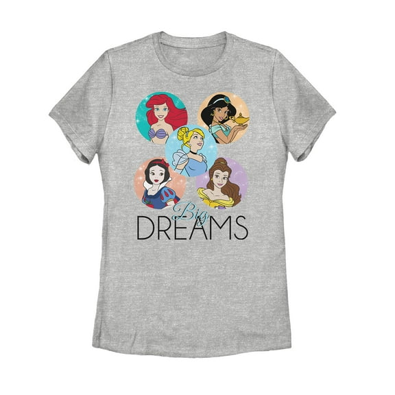 Women's Disney Princesses Big Dreams Character Circles  Graphic Tee Athletic Heather Small