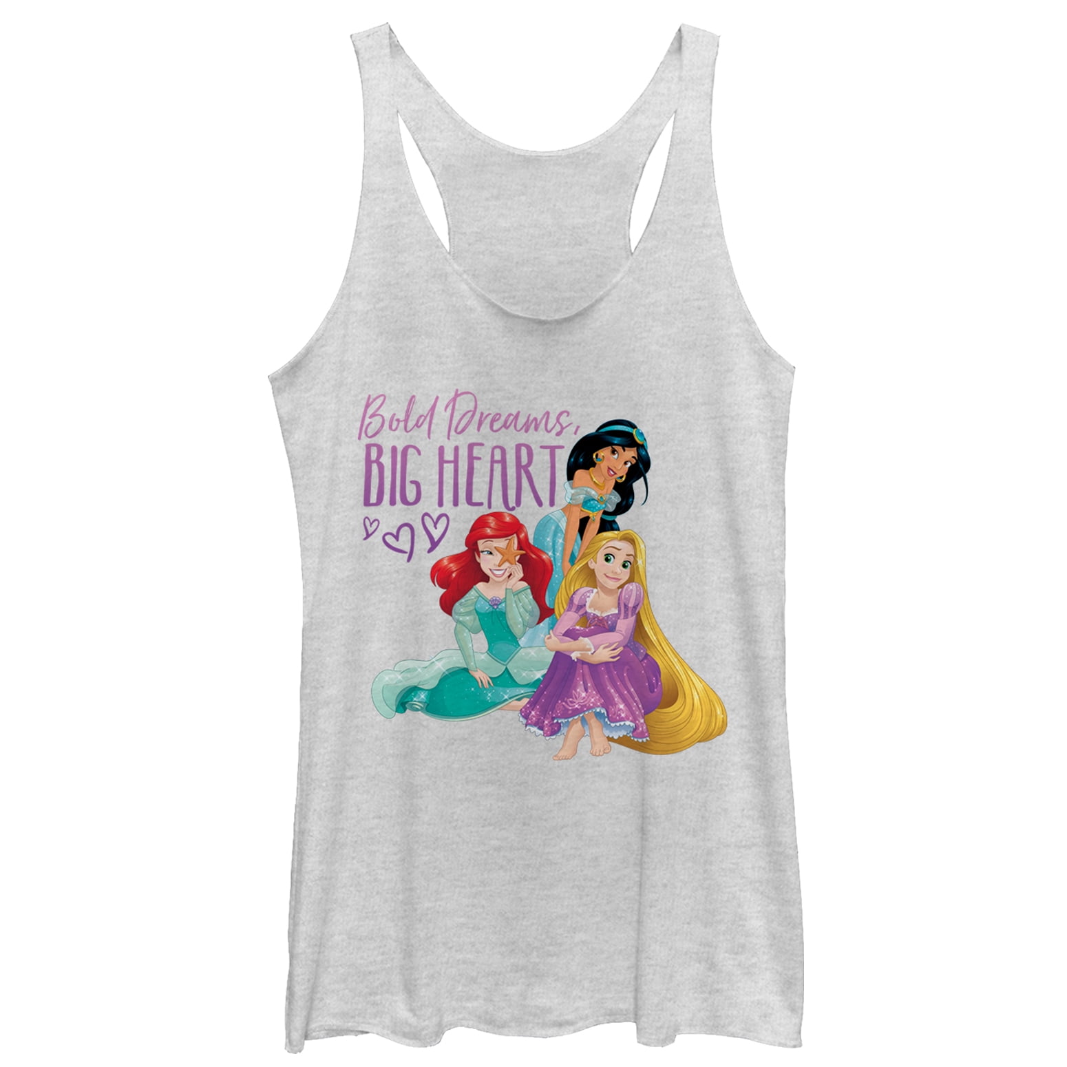 Women's Disney Princesses Bold Dreams Big Heart Racerback Tank Top White  Heather Large