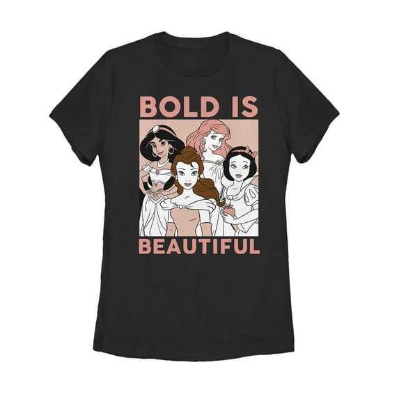 Women's Disney Princesses Bold is Beautiful Graphic Tee Black 2X Large