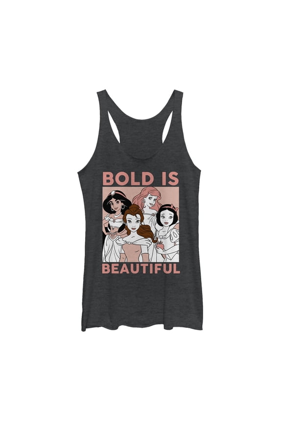 Women's Disney Princesses Bold is Beautiful Racerback Tank Top Black Heather X Small