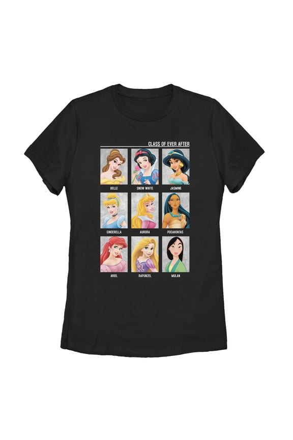 Women's Disney Princesses Class of Bright Ever After Graphic Tee Black Medium