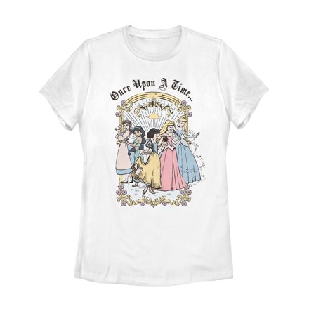 Women's Disney Princesses Classic Once Upon a Time Graphic Tee White 2X Large